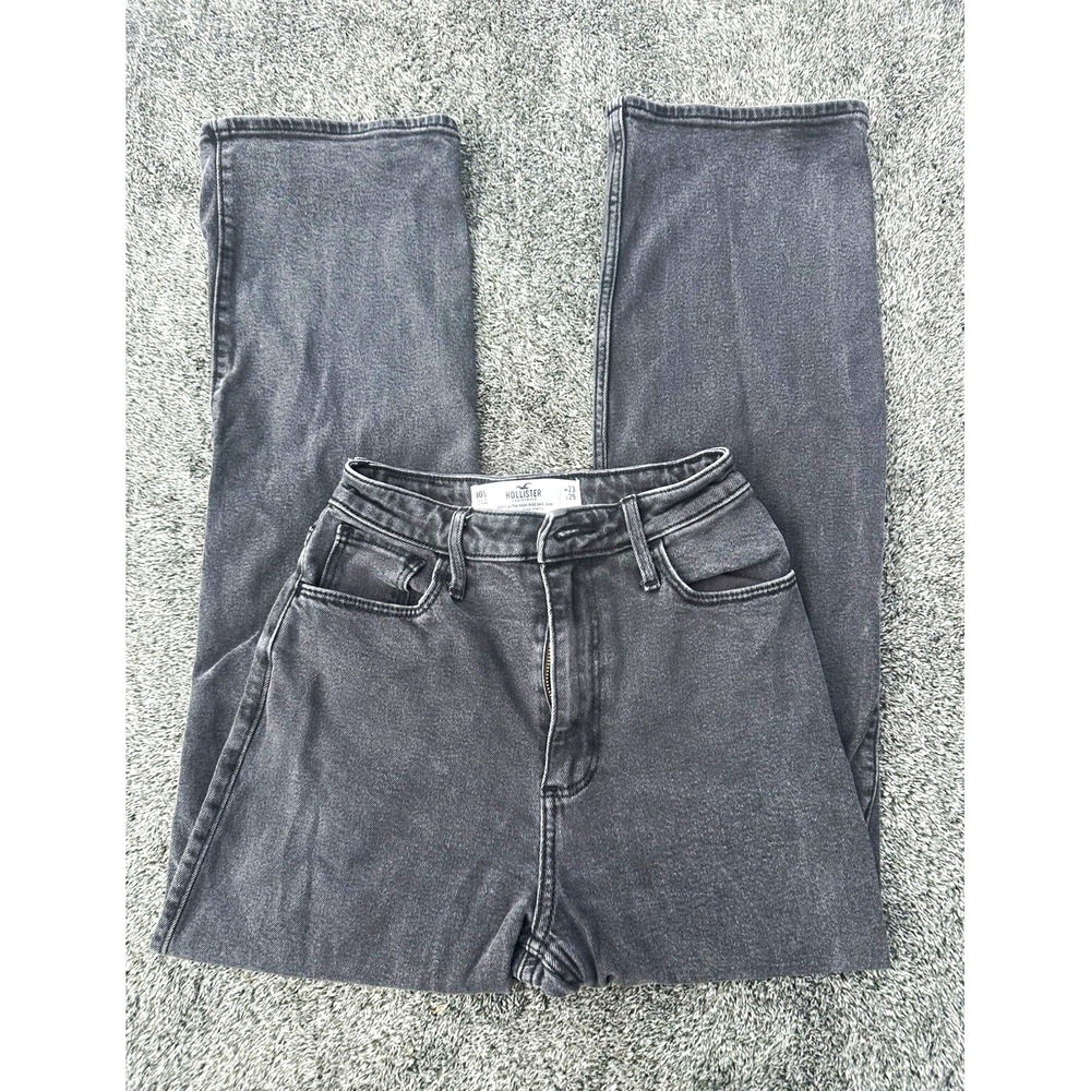 Hollister Curvy Ultra High Rise Dad Jeans Women 00S W23 Black Distressed Ripped